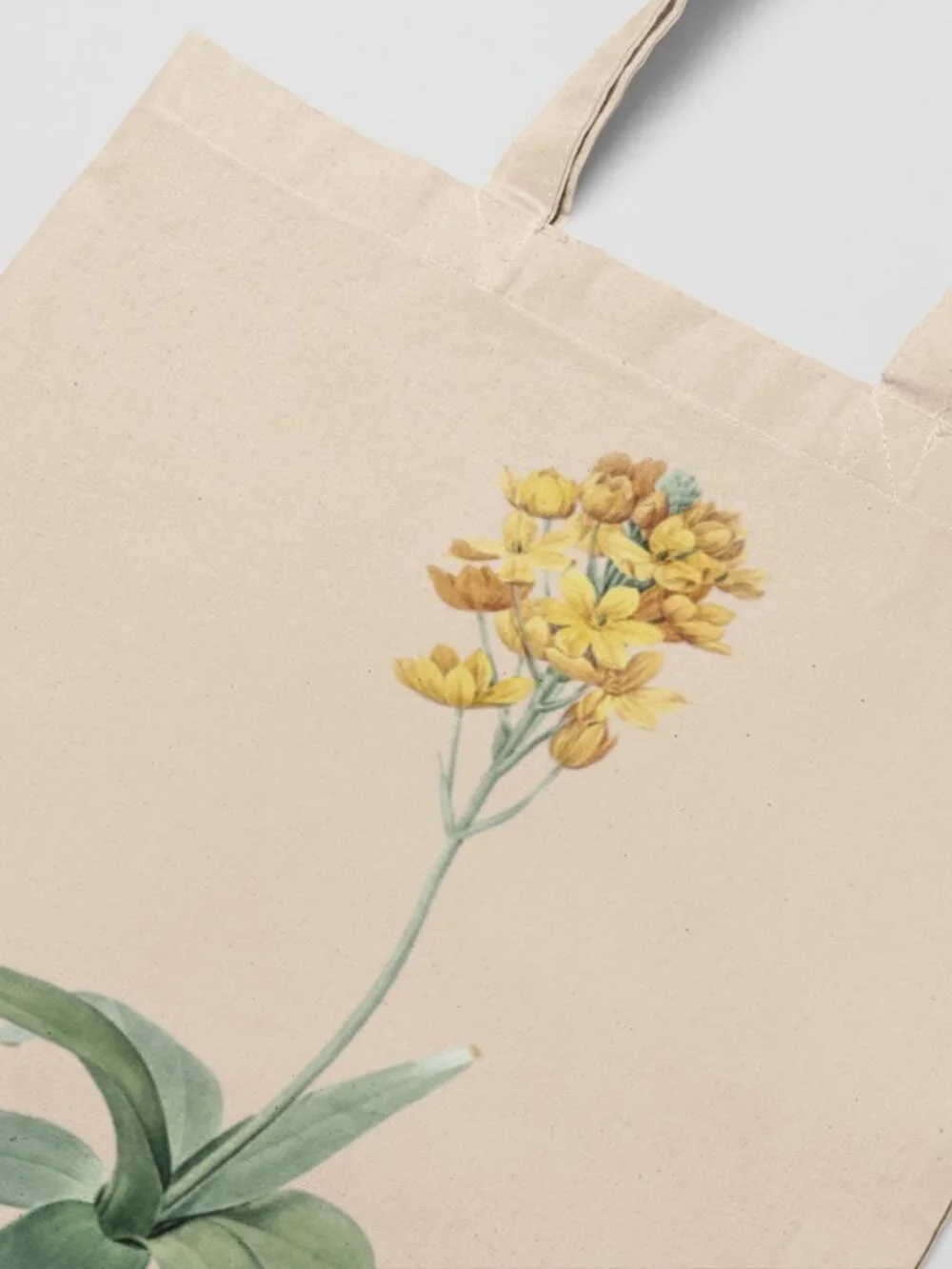 Star-Of-Bethlehem Vintage Floral Print Graphic Canvas Tote Bag